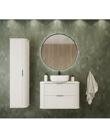 Meuble de salle de bain sous vasque avec colonne - Elégance Crème