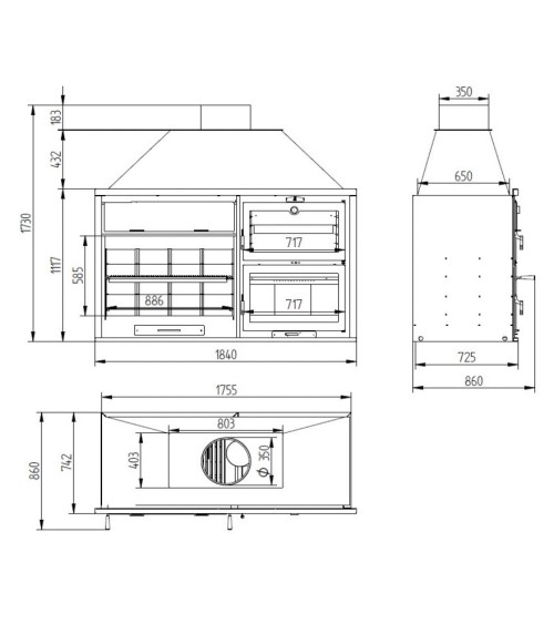 Barbecue Thibault - 90 cm et Four avec plateau de 60 cm