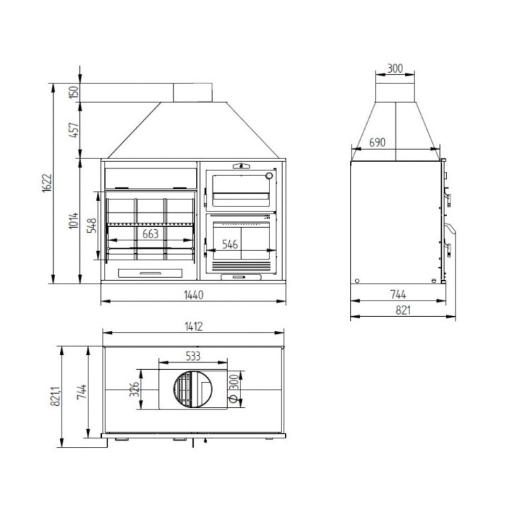 Barbecue Gaspard - 70 cm et Four avec plateau de 50 cm