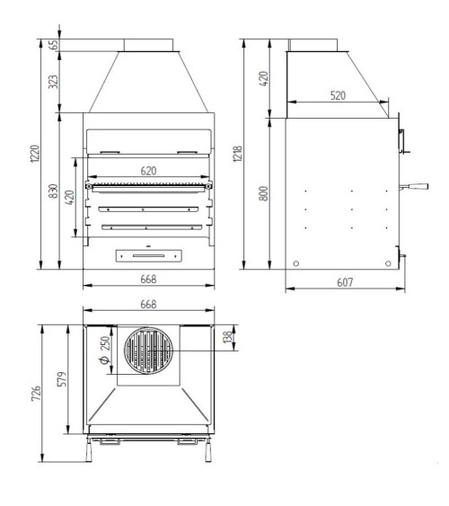 Barbecue Ophélie - charbon et bois de 60 cm