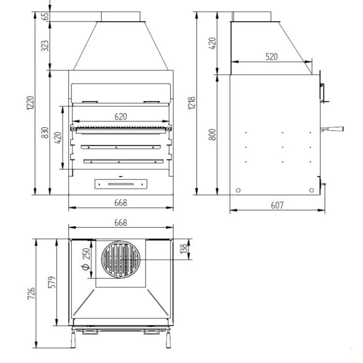 Barbecue Ophélie - charbon et bois de 60 cm