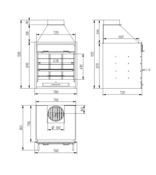 Barbecue Sélène - charbon et bois 70 cm