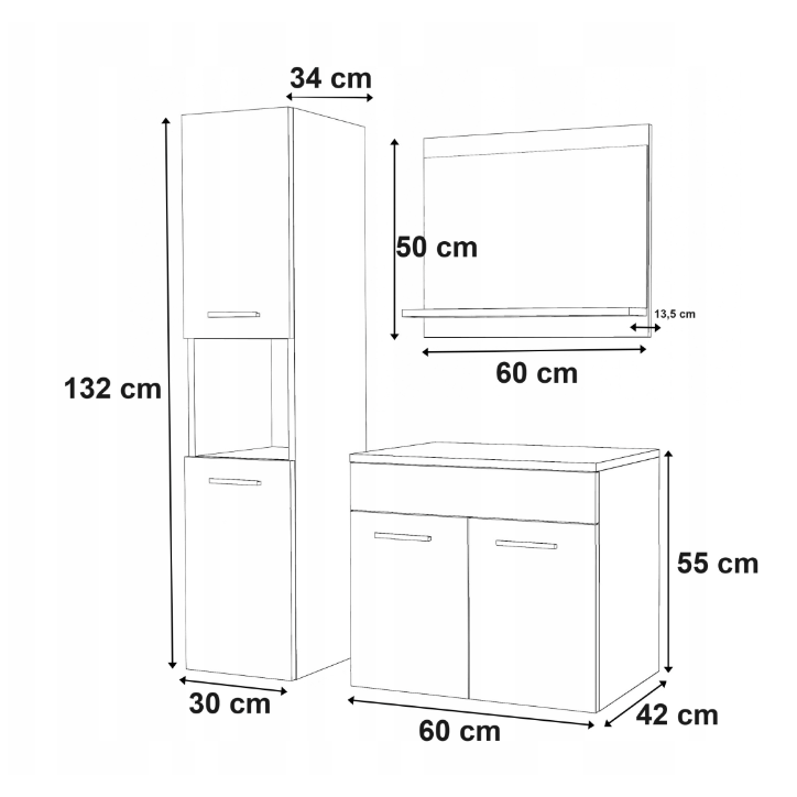 Meuble de Salle de Bain Paris Blanc- une colonne