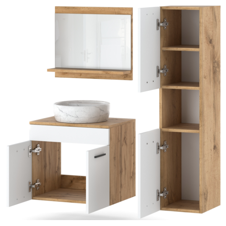 Meuble de Salle de Bain Paris Blanc- une colonne