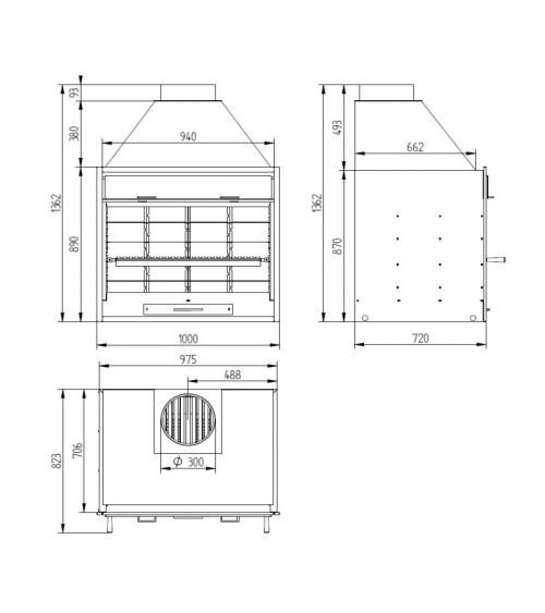 Barbecue Zéphyr - charbon et bois de 90 cm