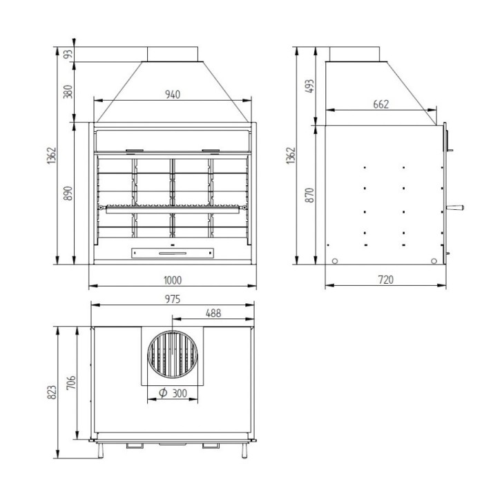 Barbecue Zéphyr - charbon et bois de 90 cm