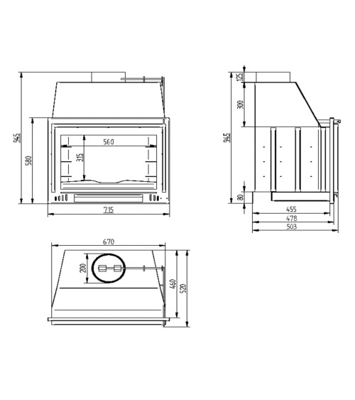 Barbecue Amaury-  Foyer ouvert sans porte à bois 70 cm - Cendrier Amovible