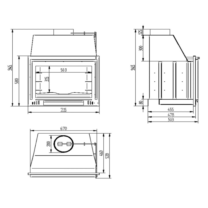 Barbecue Amaury-  Foyer ouvert sans porte à bois 70 cm - Cendrier Amovible