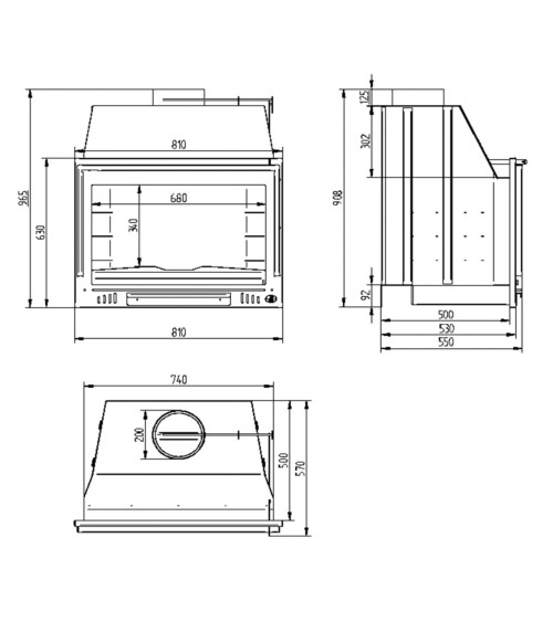 Barbecue Noéline - Foyer ouvert sans porte à bois 80 cm - Cendrier Amovible