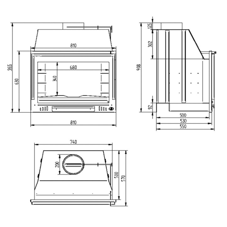 Barbecue Noéline - Foyer ouvert sans porte à bois 80 cm - Cendrier Amovible