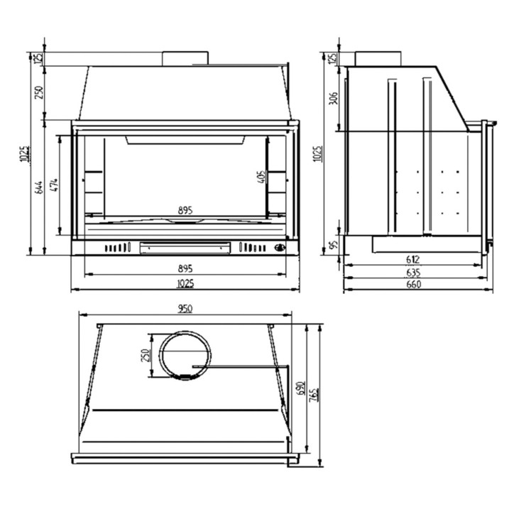 Barbecue Isidore - Foyer ouvert sans porte à bois 100 cm - Cendrier Amovible