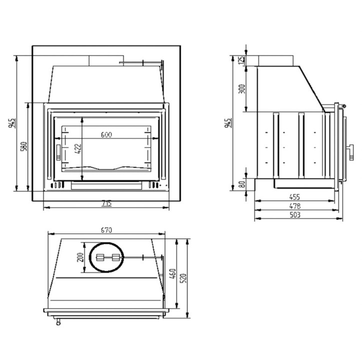 Barbecue Romane - Foyer à bois 70 cm - Porte en fonte