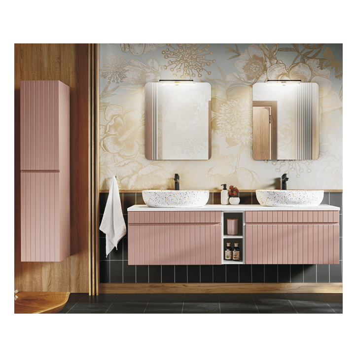 Conjunto de baño Iconic Rosa - 2 lavabos, 1 columna