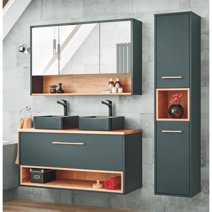 Conjunto de baño Borneo Cosmos - 2 lavabos, 1 columna