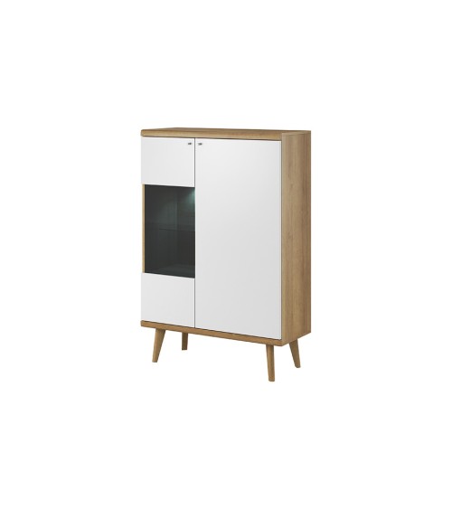 Vitrine-armoire PRIMO chêne-blanc 90 x 134 cm