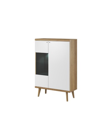 Vitrine-armoire PRIMO chêne-blanc 90 x 134 cm