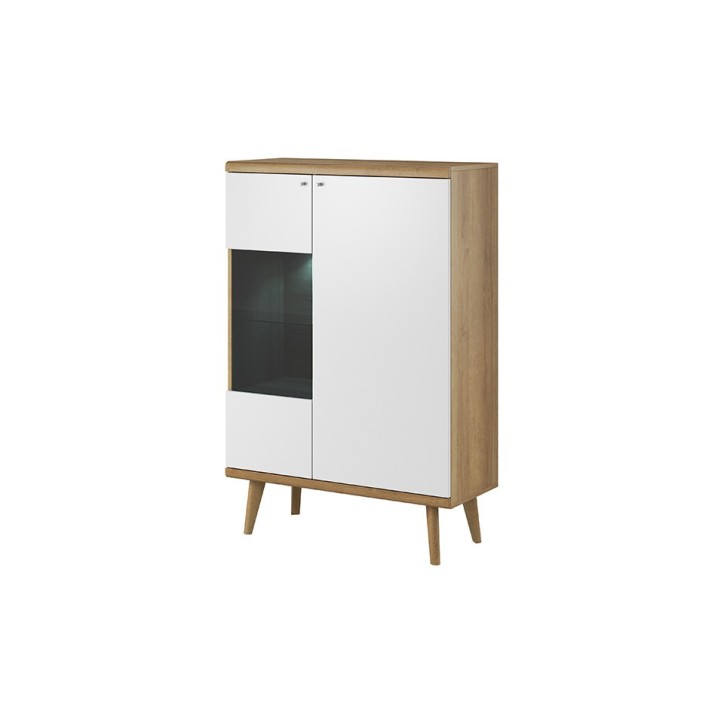 Vitrine-armoire PRIMO chêne-blanc 90 x 134 cm