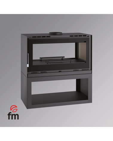 Poêle à bois double face avec bûcher - max 19 KW