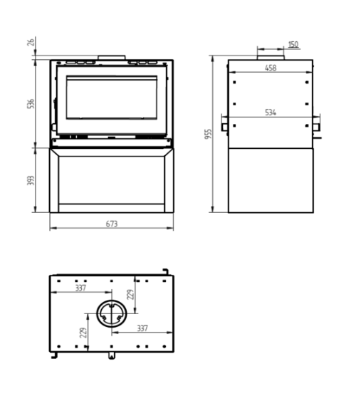 Poêle à bois double face avec bûcher - 18 KW