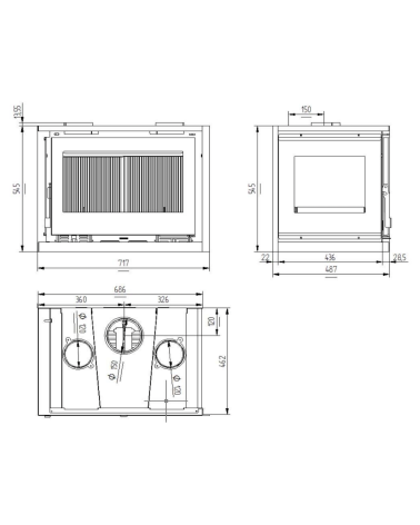 Insert à bois 70 cm de coin Saragosse - 17 kW