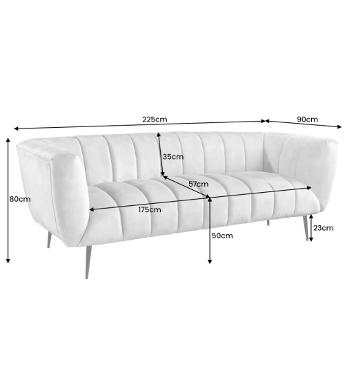 Canapé NOBLESSE rose poudré - 225 cm