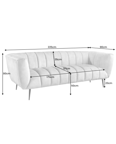 Canapé NOBLESSE rose poudré - 225 cm