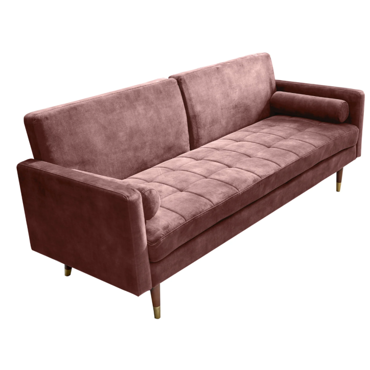Sofá cama COUTURE rosa empolvado - de 200 cm