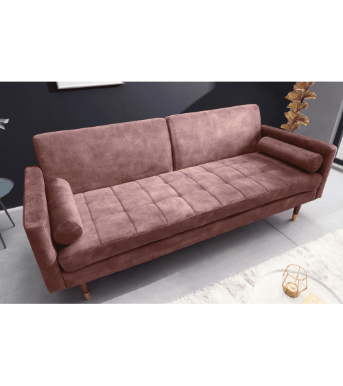 Sofá cama COUTURE rosa empolvado - de 200 cm
