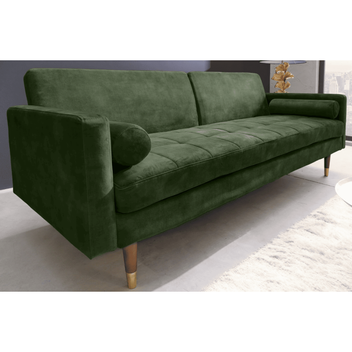 Sofá cama COUTURE terciopelo verde - 200 cm