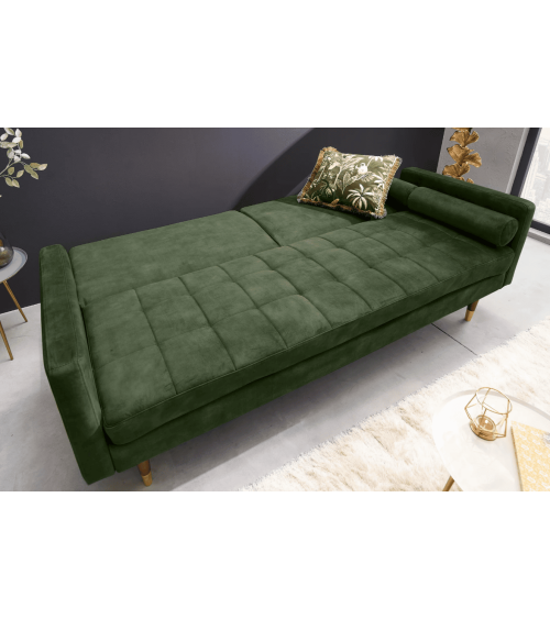 Sofá cama COUTURE terciopelo verde - 200 cm