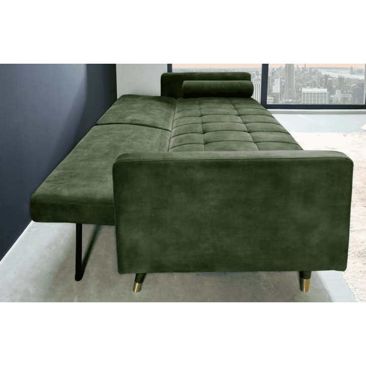 Divano letto COUTURE velluto verde - 200 cm