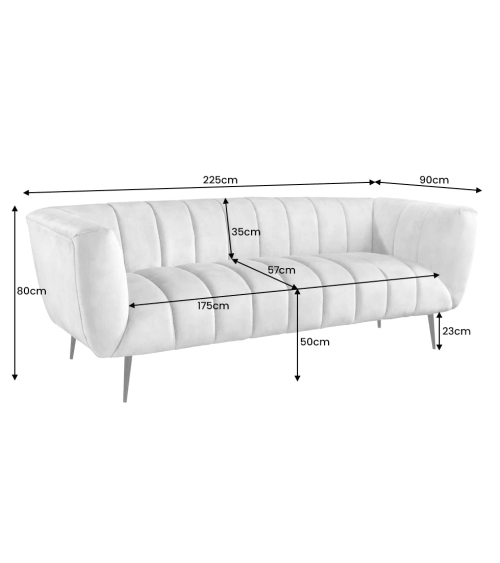 Canapé NOBLESSE gris - 225 cm