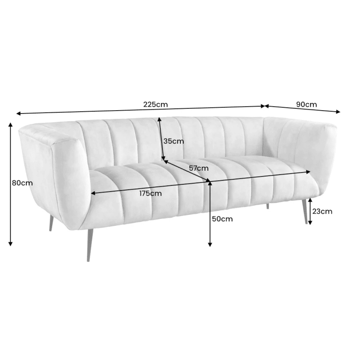 Canapé NOBLESSE gris - 225 cm