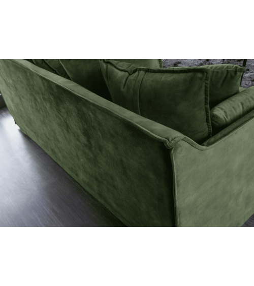 sofá HEAVEN 200 cm, 3 plazas con funda removible de terciopelo verde oscuro