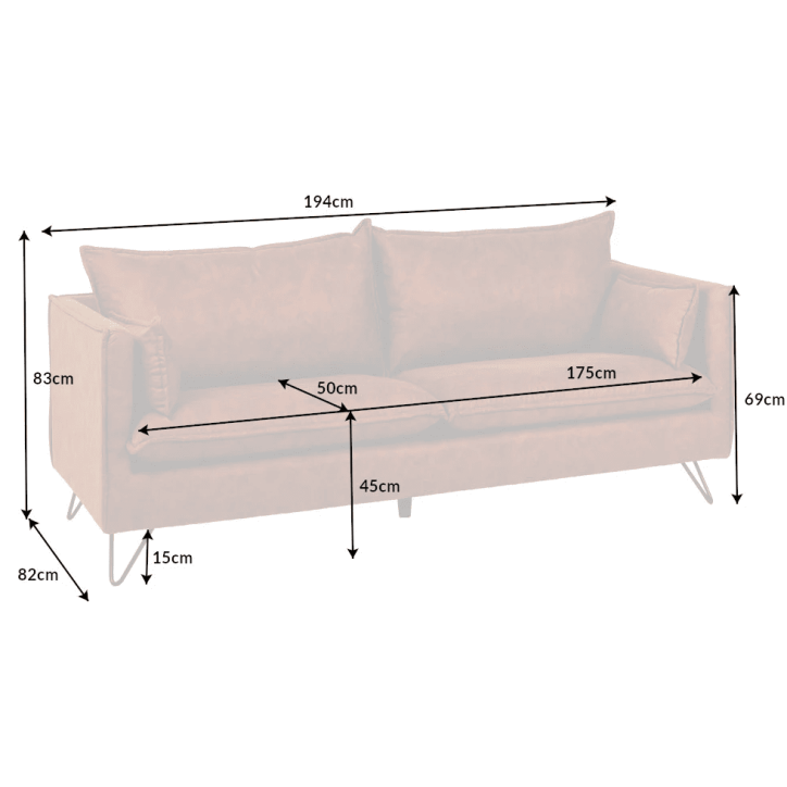 Divano ROCCO 194 cm marrone antico