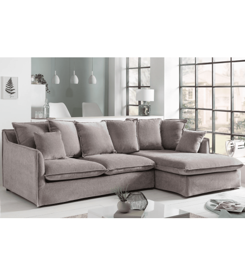 Divano angolare HEAVEN 255 cm in velluto taupe