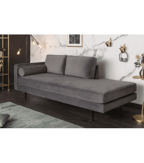 Divano DIVA in velluto grigio da 195 cm