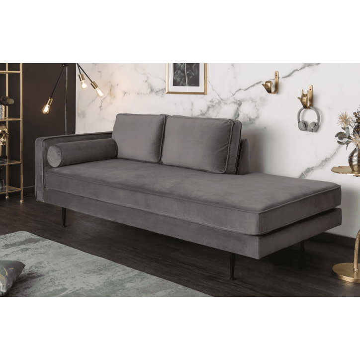 Divano DIVA in velluto grigio da 195 cm