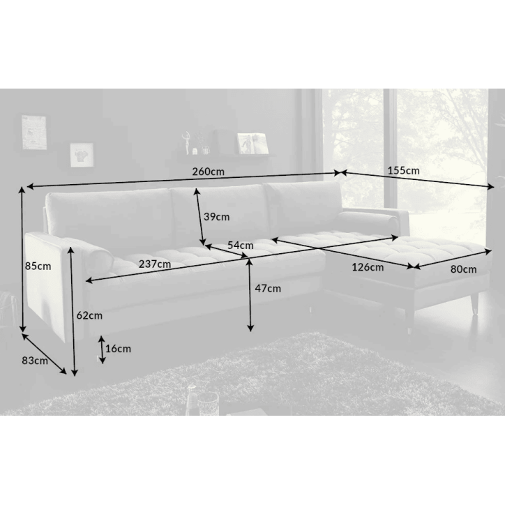 Canapé d'angle COZY VELVET 260 cm