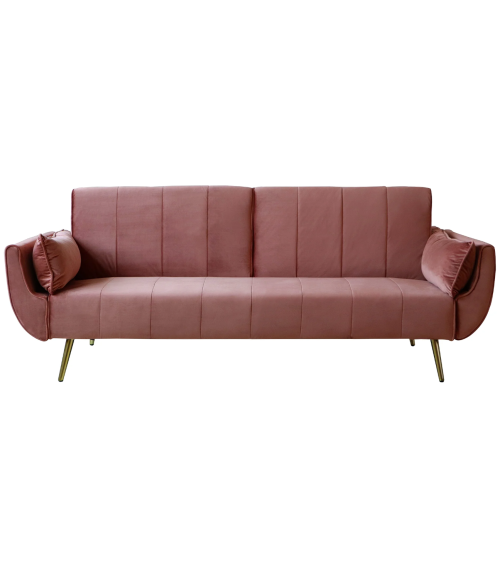 Canapé-lit DIVANI 215 cm en velours rose poudré