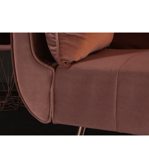 Canapé-lit DIVANI 215 cm en velours rose poudré