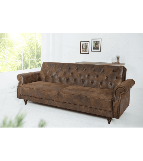 Canapé-lit BELLE 220 cm marron antique