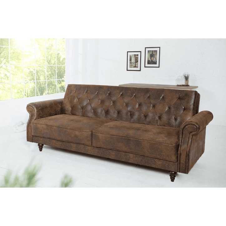 Sofá cama BELLE de 220 cm marrón antiguo