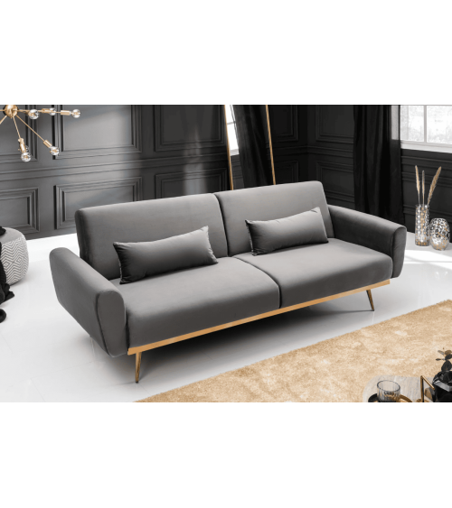 Canapé-lit BELLEZZA de 210 cm en velours gris