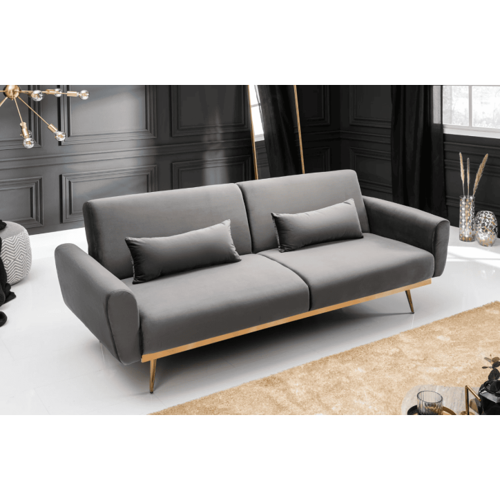 Sofá cama BELLEZZA 210 cm terciopelo gris