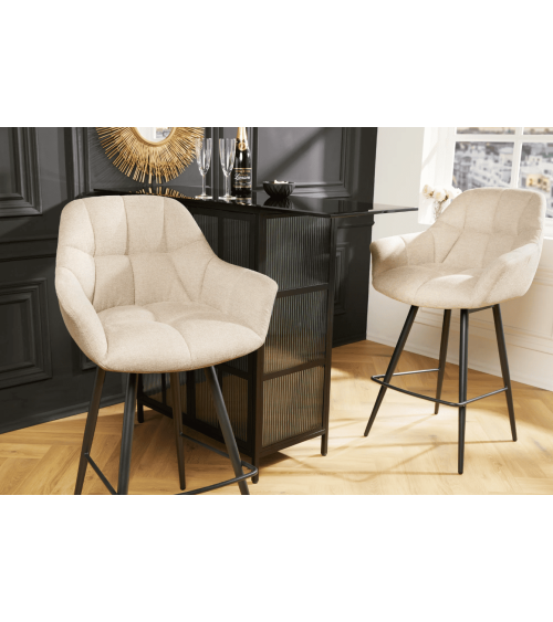 Sedia alta PAPILLON 106 cm in tessuto beige champagne