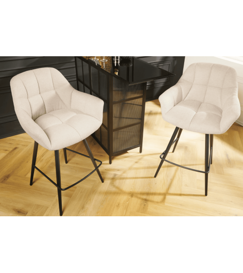Sedia alta PAPILLON 106 cm in tessuto beige champagne
