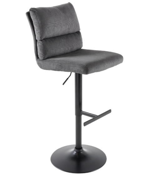 Taburete de bar COMFORT ajustable de 64 a 85 cm en tejido cord gris
