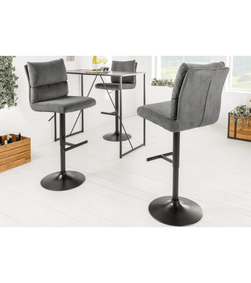 sgabello da bar COMFORT regolabile da 64 a 85 cm in tessuto cord grigio
