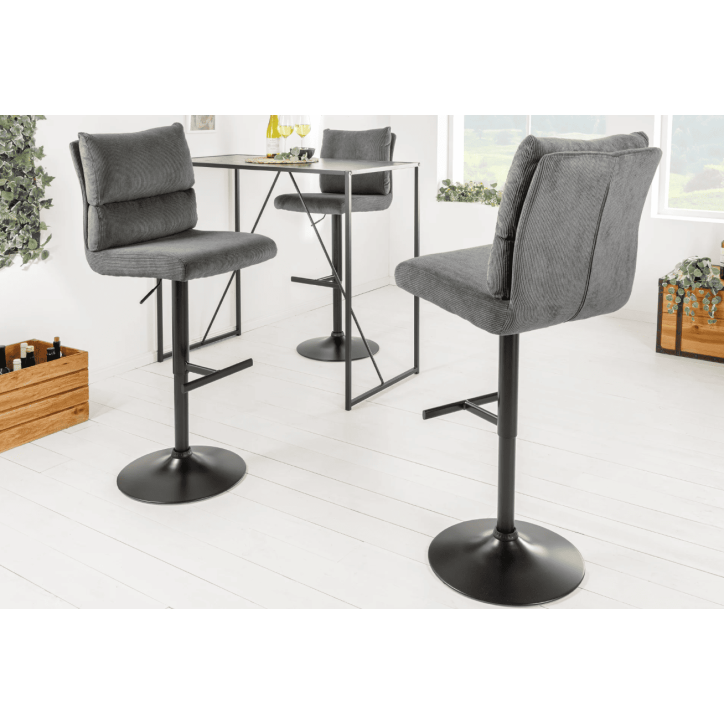 sgabello da bar COMFORT regolabile da 64 a 85 cm in tessuto cord grigio
